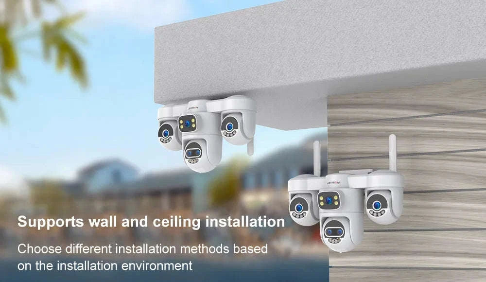 Four-Screen 10X Zoom PTZ WiFi Surveillance Camera-WiFi 10XZoom No Card / US Plug / China Mainland