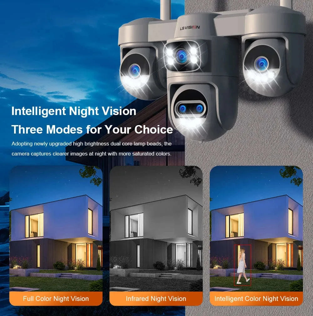 Four-Screen 10X Zoom PTZ WiFi Surveillance Camera-WiFi 10XZoom No Card / US Plug / China Mainland