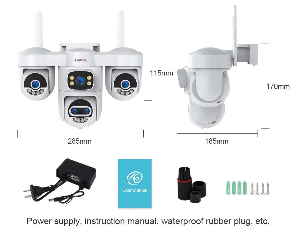 Four-Screen 10X Zoom PTZ WiFi Surveillance Camera-WiFi 10XZoom No Card / US Plug / China Mainland