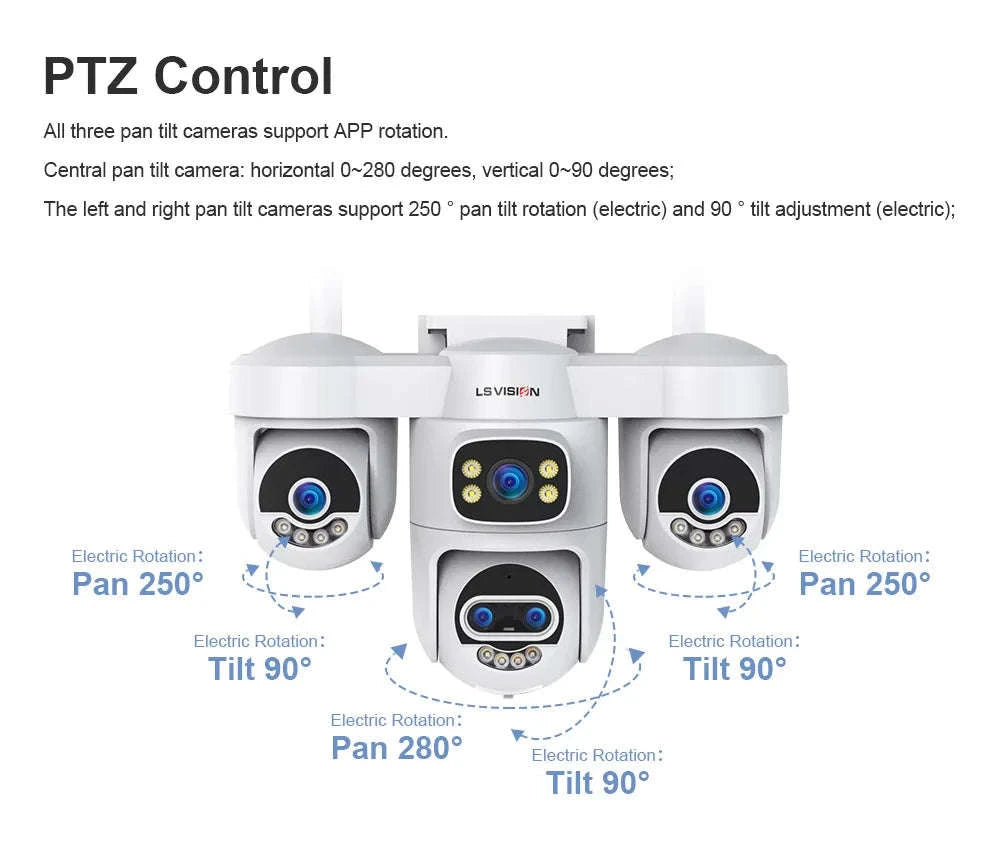 Four-Screen 10X Zoom PTZ WiFi Surveillance Camera-WiFi 10XZoom No Card / US Plug / China Mainland
