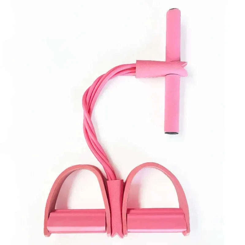 Four-Tube Pedal Tensioner Fitness Resistance Band-Pink