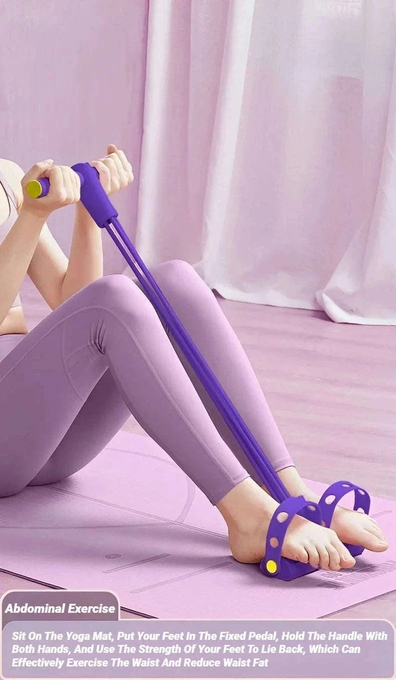 Four-Tube Pedal Tensioner Fitness Resistance Band-Pink