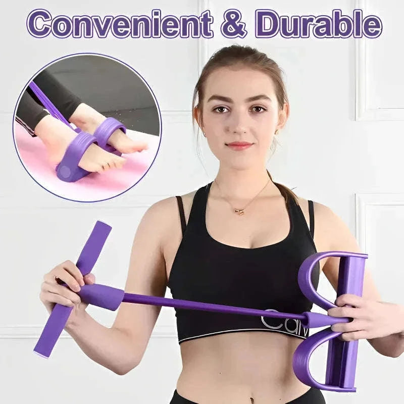 Four-Tube Pedal Tensioner Fitness Resistance Band-Pink