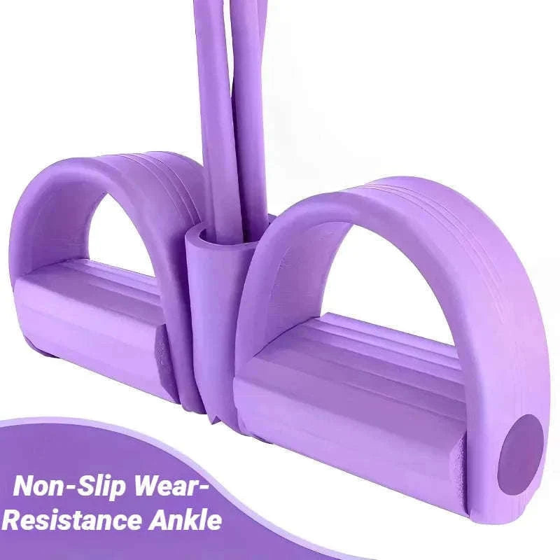 Four-Tube Pedal Tensioner Fitness Resistance Band-Pink