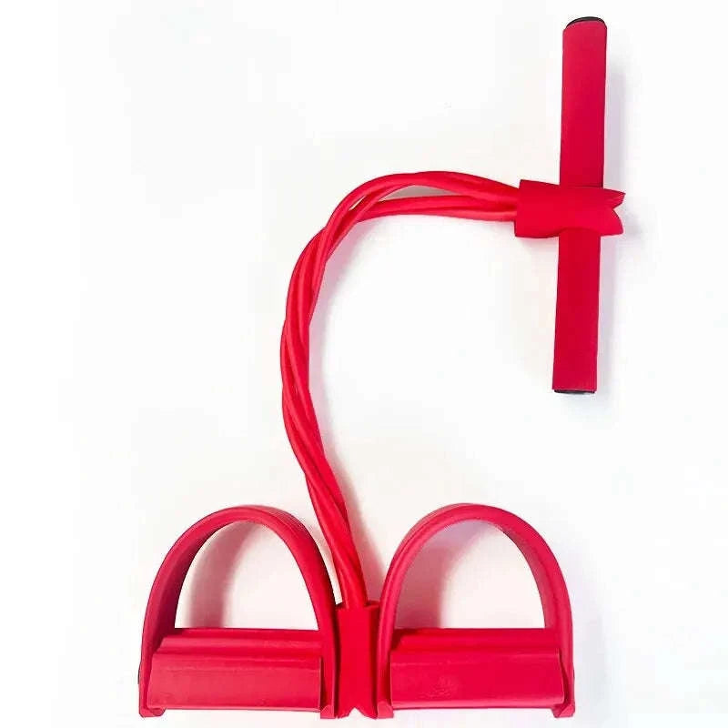 Four-Tube Pedal Tensioner Multi‑Functional Fitness Elastic Band-Pink