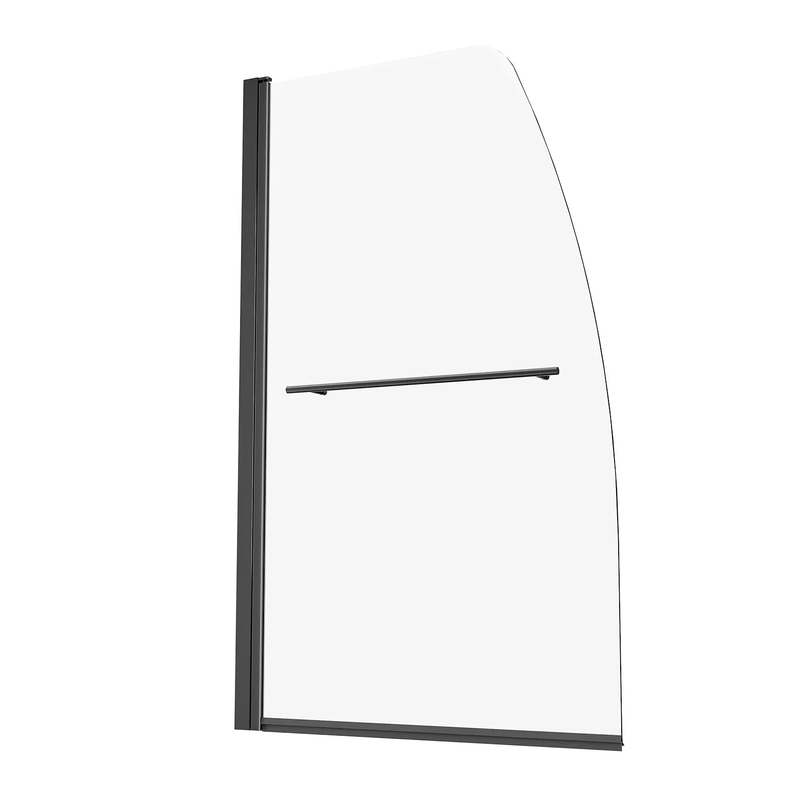 Frameless Bathtub Shower Door 34x55 Black Tempered Glass Screen-United States
