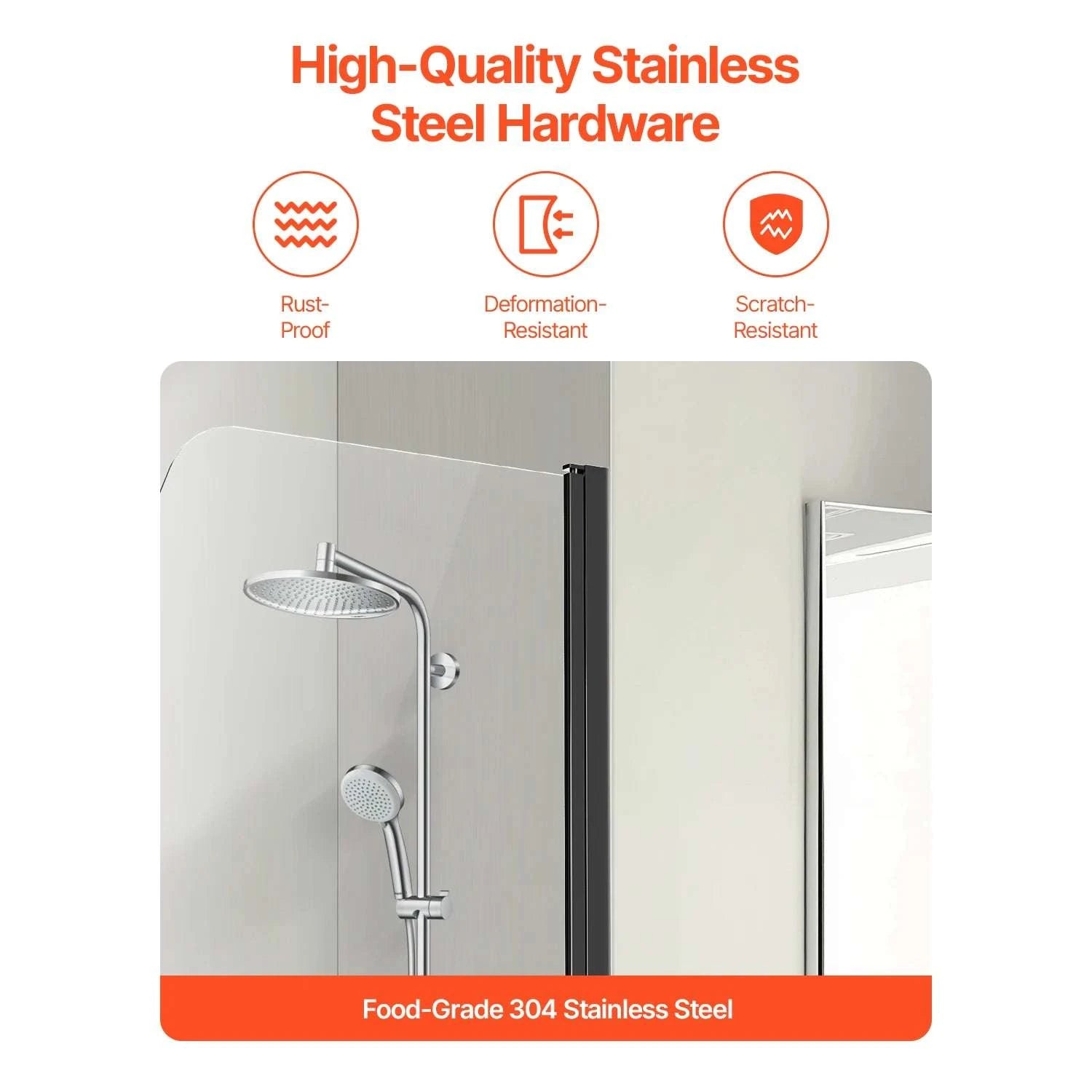 Frameless Bathtub Shower Door 34x55 Black Tempered Glass Screen-United States