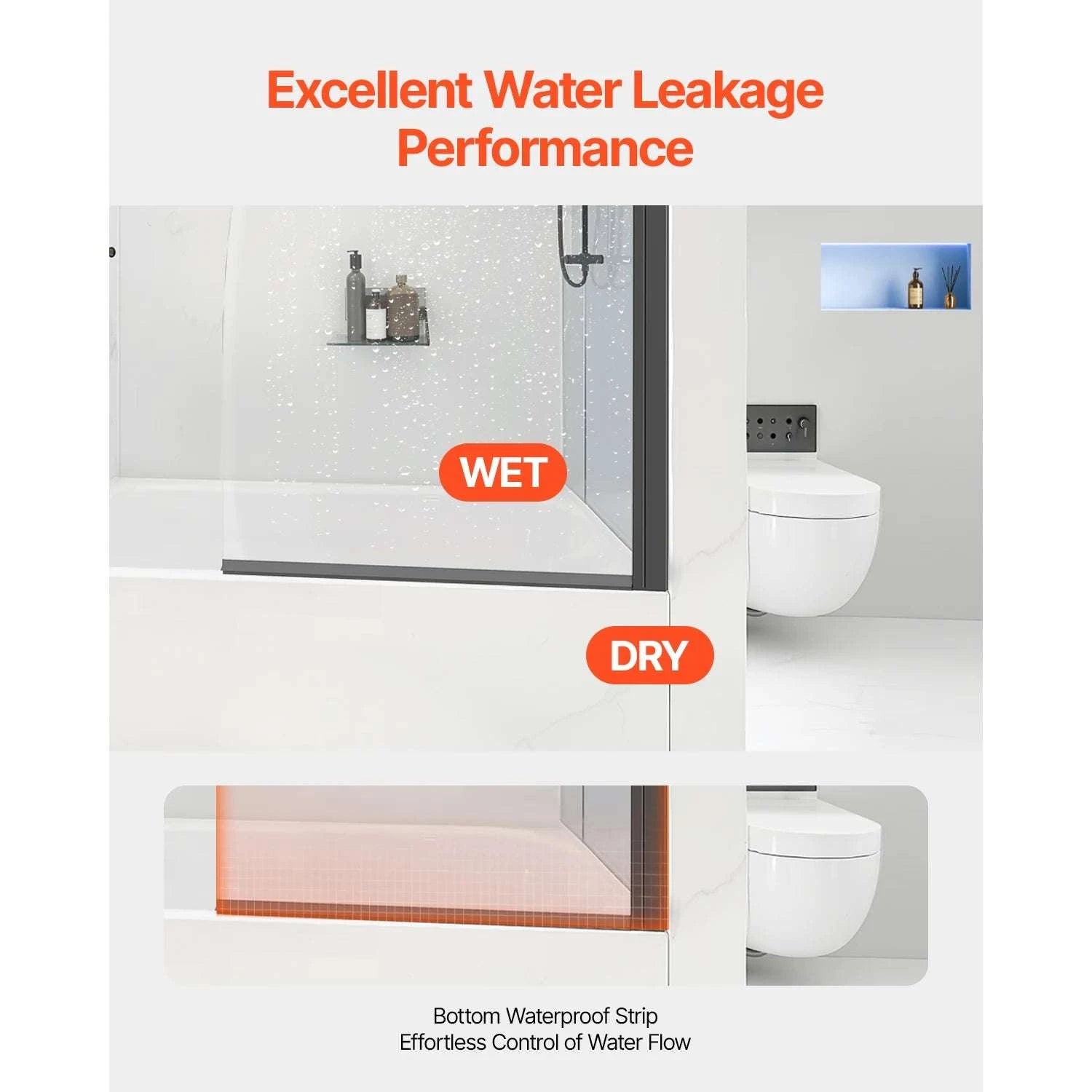 Frameless Bathtub Shower Door 34x55 Black Tempered Glass Screen-United States