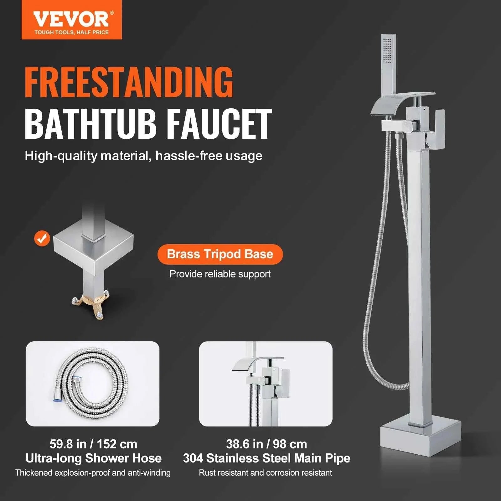 Freestanding Bathtub Faucet Shower Mixer with 360° Swivel Spout-Bathtub Faucet / United States