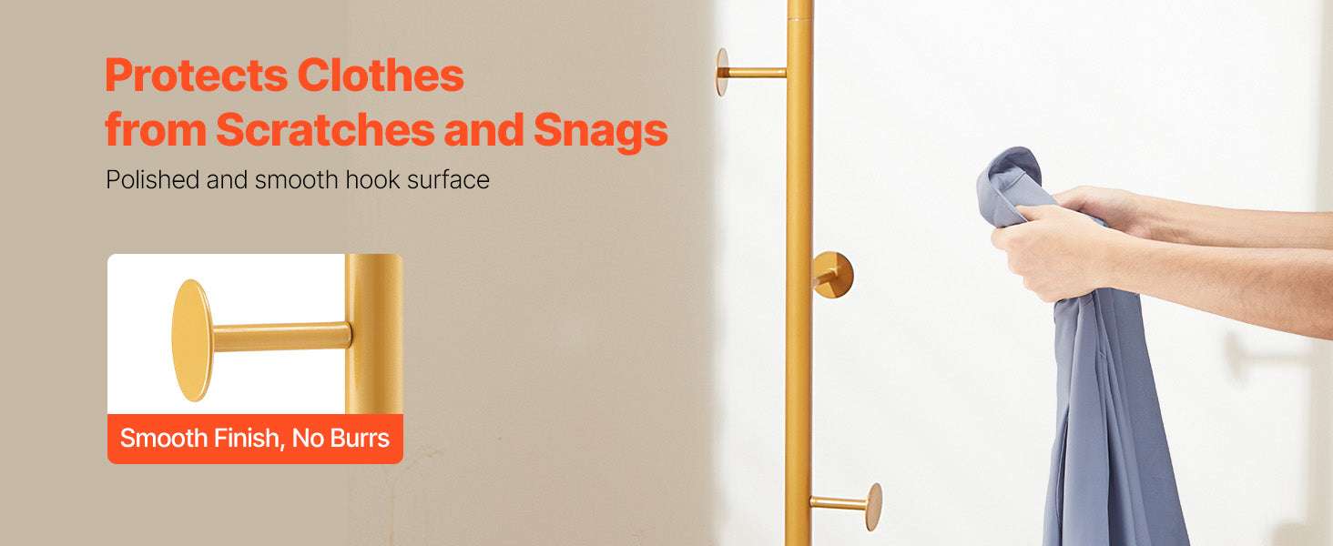 Freestanding Coat Rack with Quartz Base and 3 Hooks Stand-7-Shaped / United States