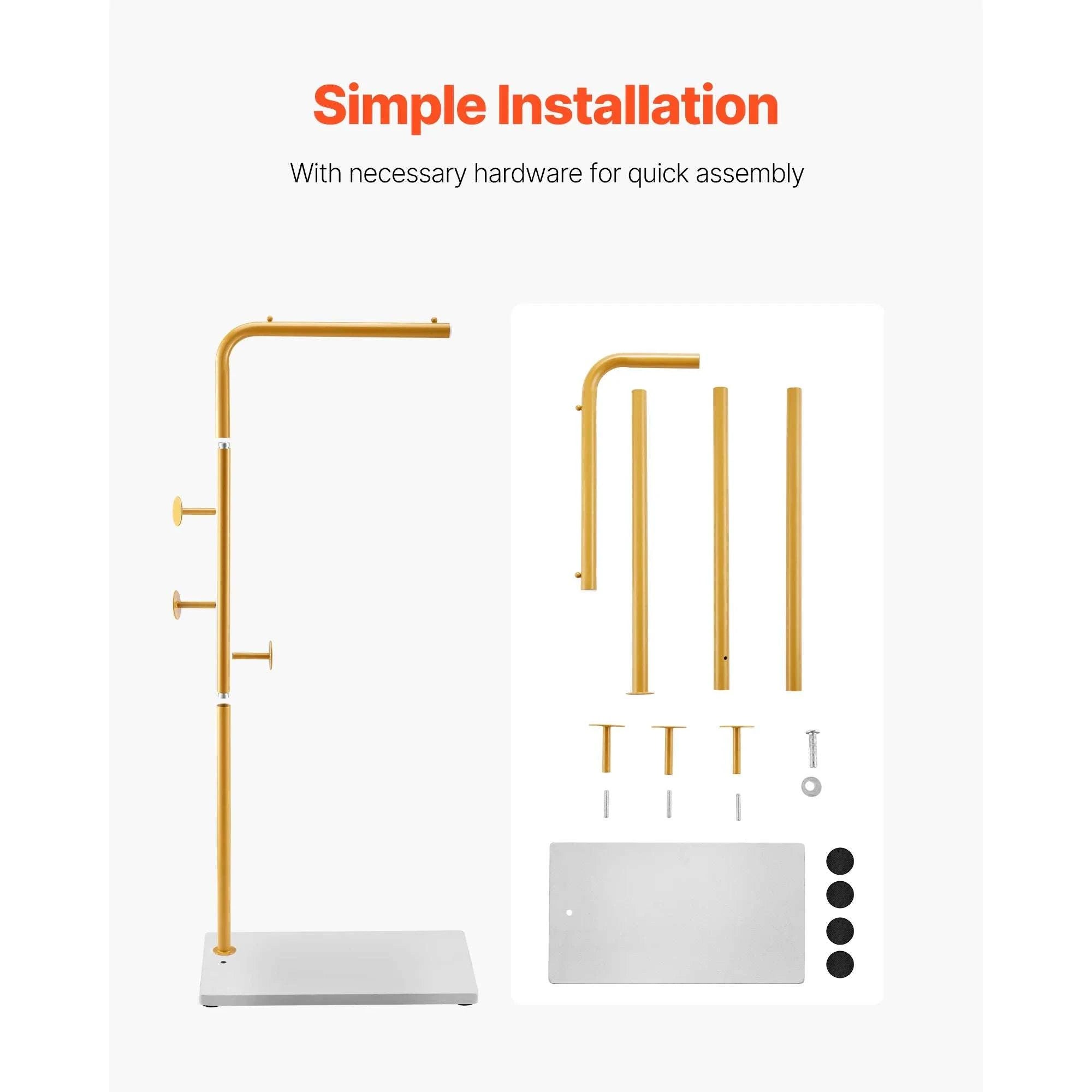 Freestanding Coat Rack with Quartz Base and 3 Hooks Stand-7-Shaped / United States
