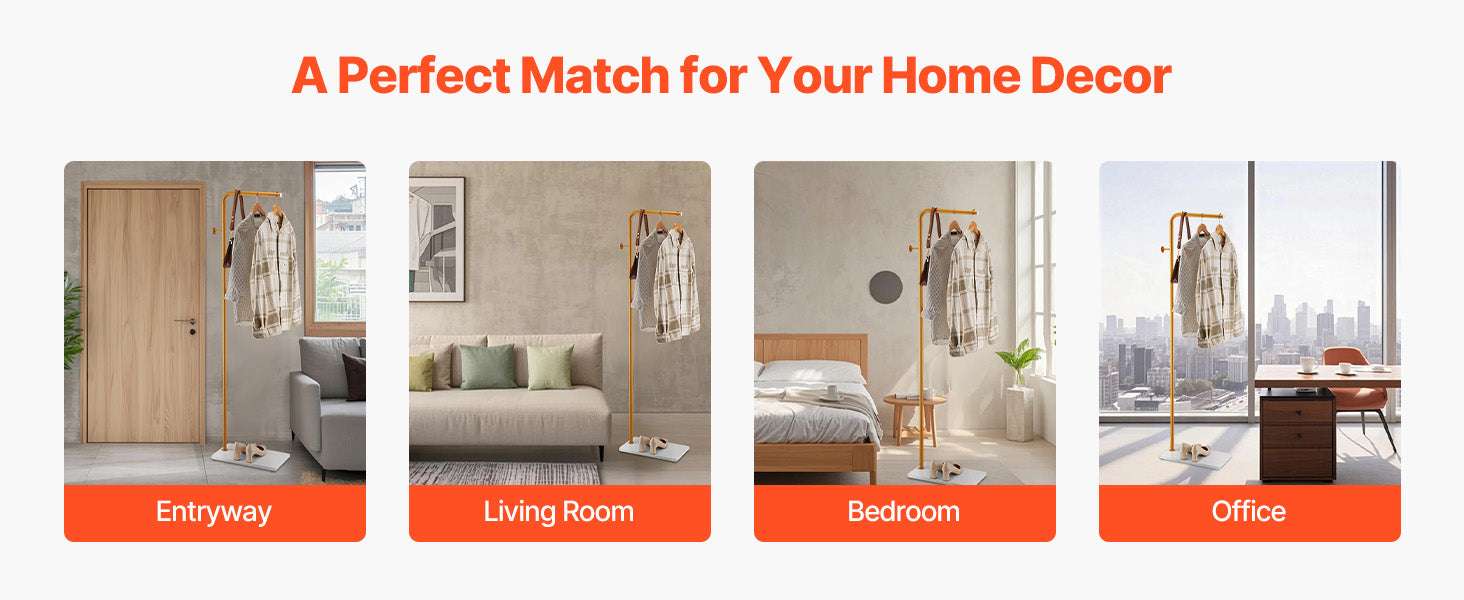 Freestanding Coat Rack with Quartz Base and 3 Hooks Stand-7-Shaped / United States