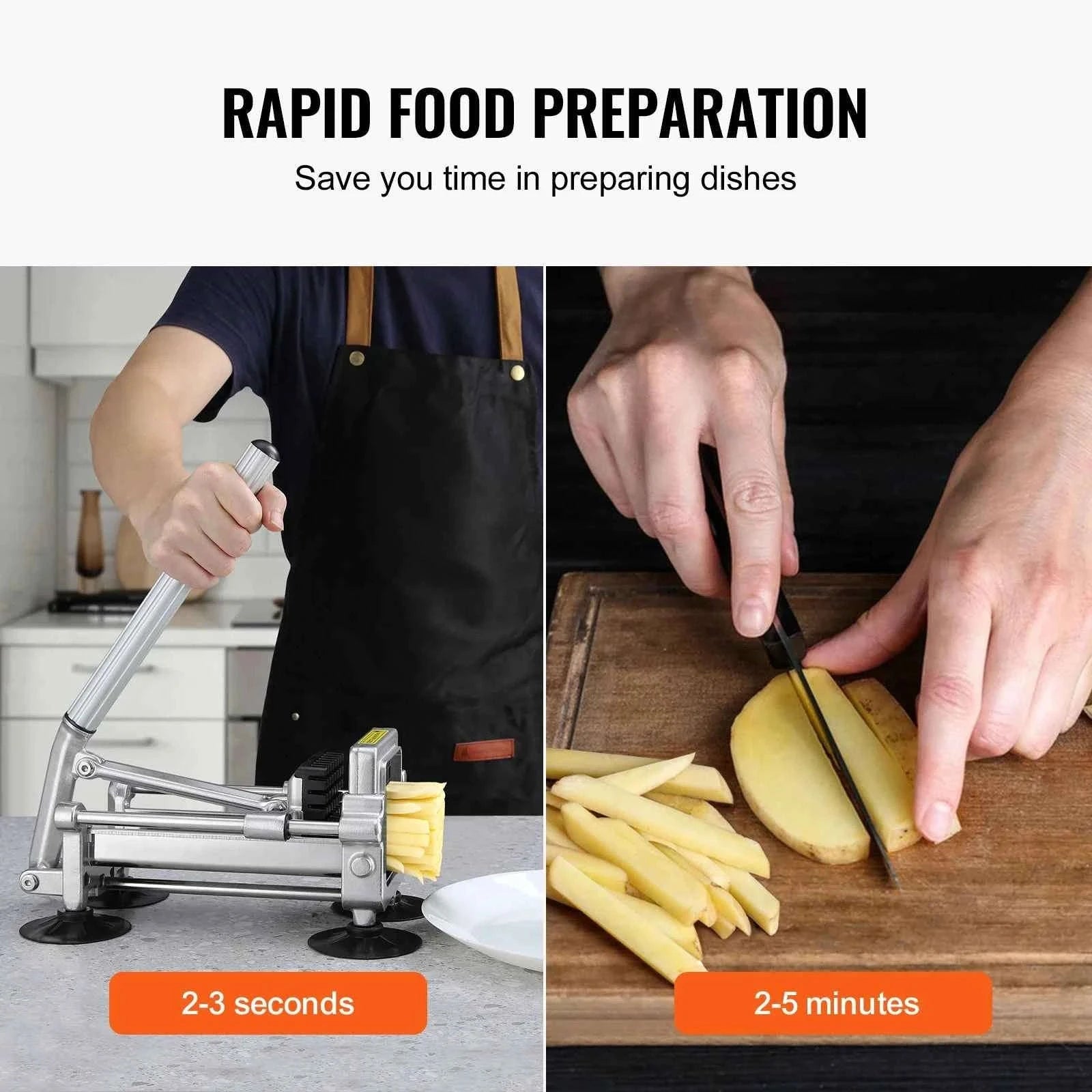 French Fry Cutter Potato Slicer with 1/2 and 3/8 Inch Stainless Steel Blades-LD03 2 Size / france