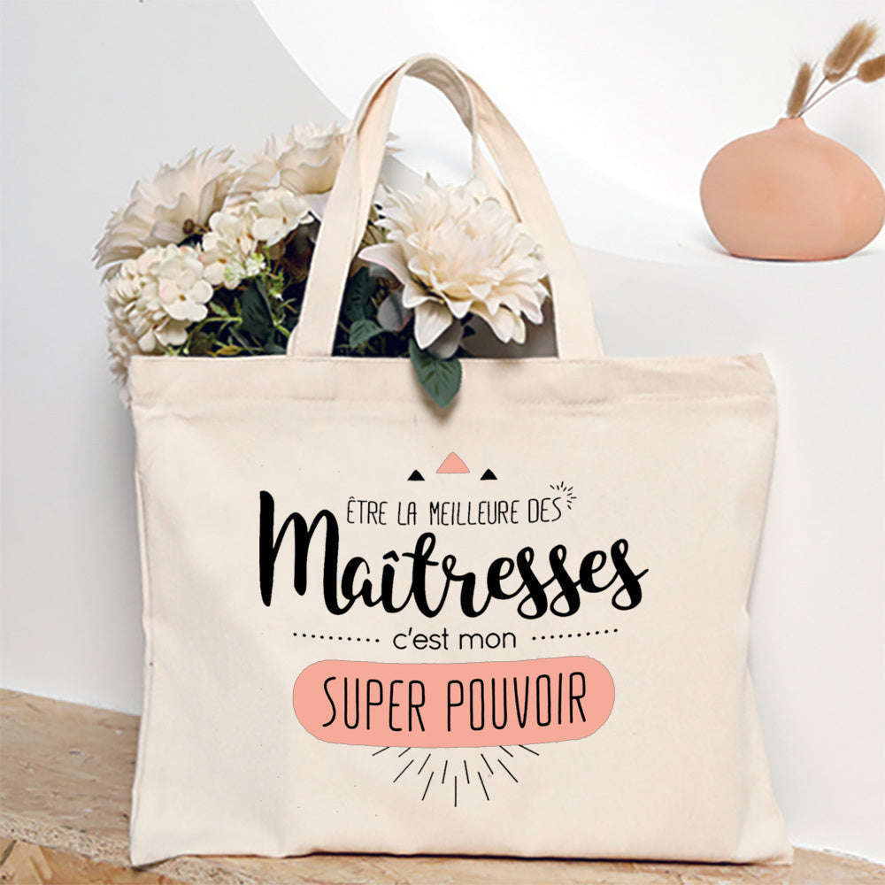 French Print Canvas Teacher Tote Bag for Everyday Carry-TM266211-TBBG-E