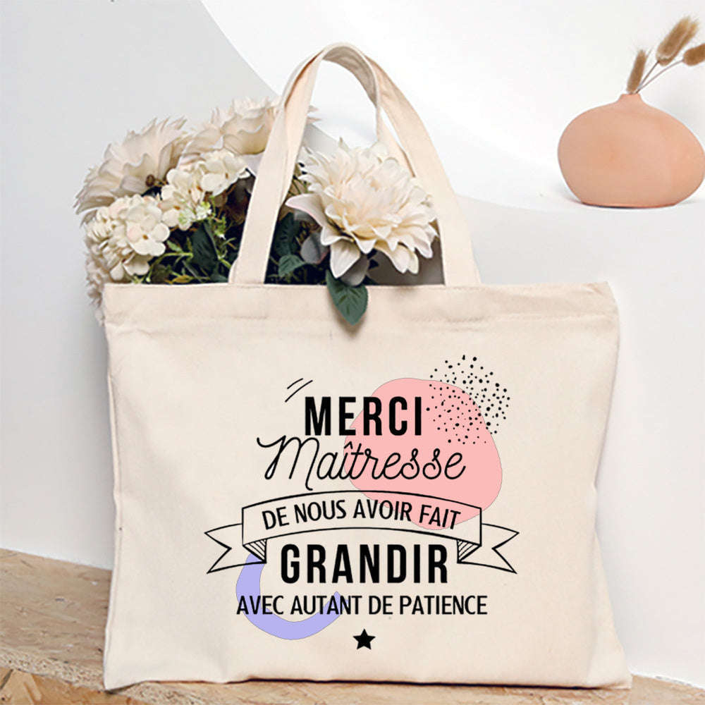 French Print Canvas Teacher Tote Bag for Everyday Carry-TM266211-TBBG-E