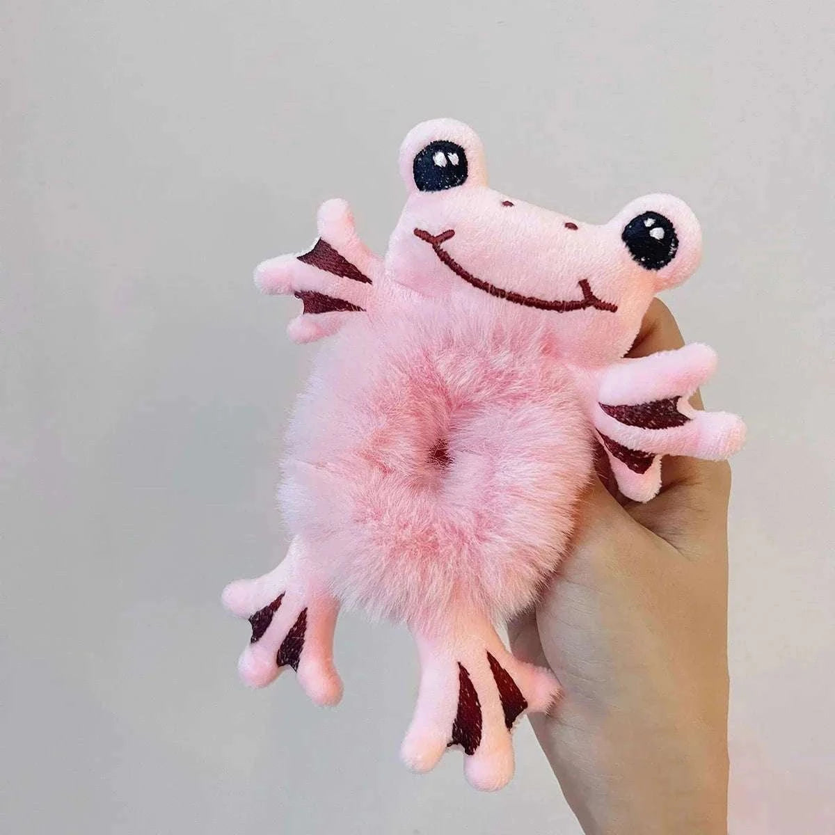 Frog Plush Hair Scrunchie for Cute Ponytail Styles-black