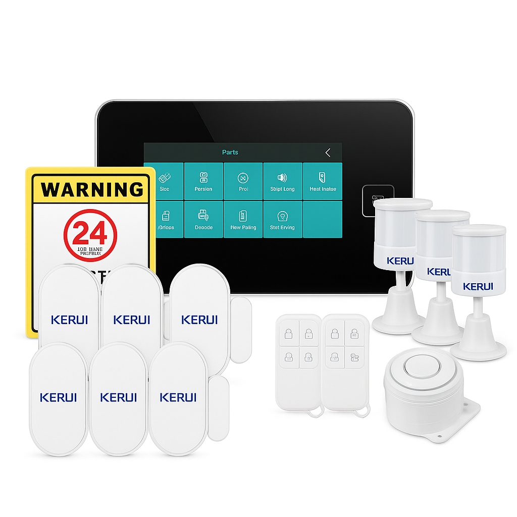 Z Španělska doručení Kerui 4G alarmní systém WiFi domácí alarm 4,3" dotyková obrazovka, kompatibilní s Tuya 433MHz, zabezpečení proti vloupání