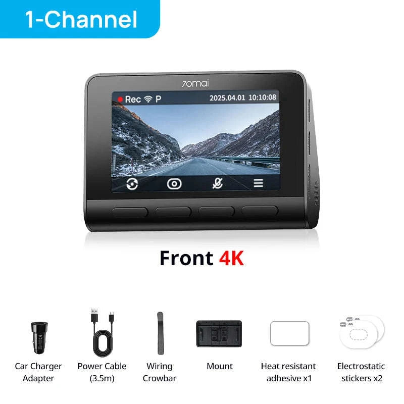 Front 4K Rear 1080P Dash Cam with 4G, GPS, ADAS, Night Vision & Supercapacitor-1-Channel / China Mainland / No TF Card