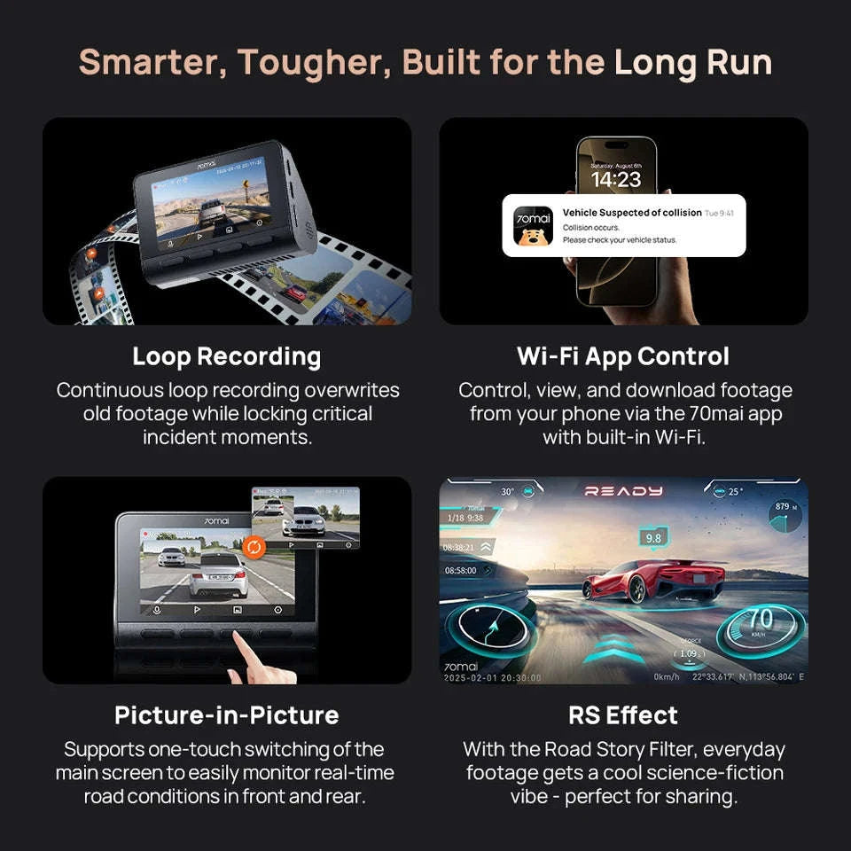 Front 4K Rear 1080P Dash Cam with 4G, GPS, ADAS, Night Vision & Supercapacitor-1-Channel / China Mainland / No TF Card
