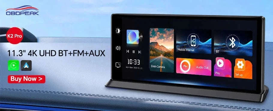 Front 5K Rear 1080P Dash Cam with 11.3-Inch Touch Screen and Night Vision-Single Len / With 64G TF Card