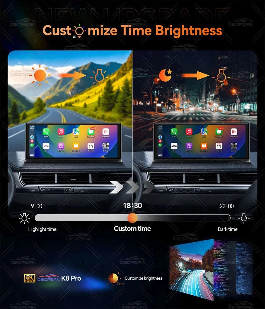 Front 5K Rear 1080P Dash Cam with 11.3-Inch Touch Screen and Night Vision-Single Len / With 64G TF Card