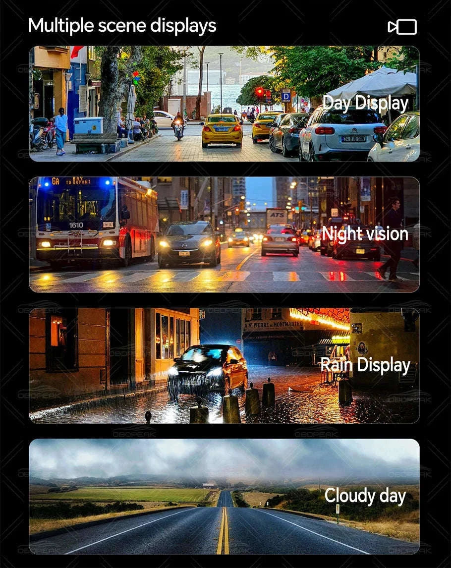 Front 5K Rear 1080P Dash Cam with 11.3-Inch Touch Screen and Night Vision-Single Len / With 64G TF Card