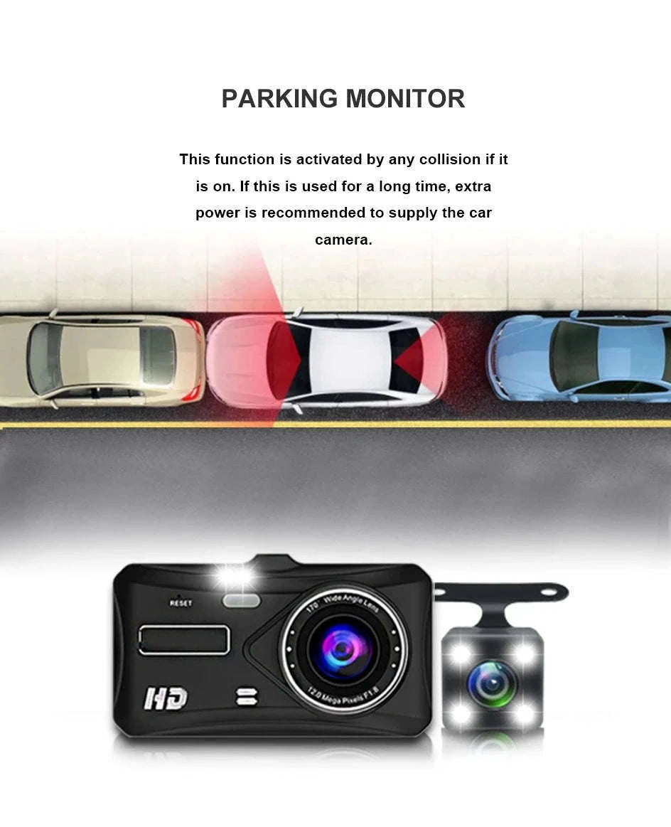 Front and Rear 1080P Dashcam with 4 Inch Touch Screen-B12-6M RCC-BL / None