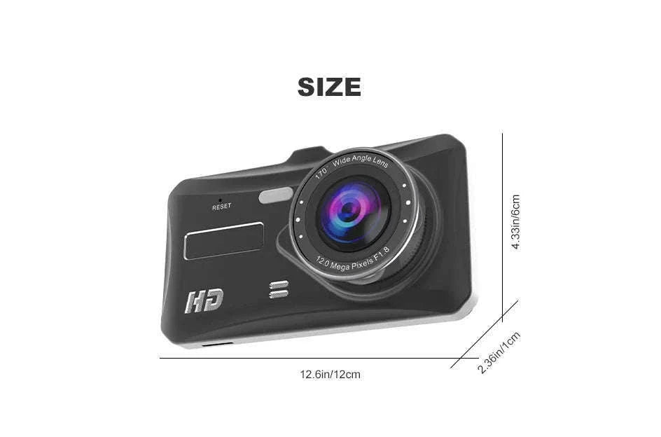 Front and Rear 1080P Dashcam with 4 Inch Touch Screen-B12-6M RCC-BL / None
