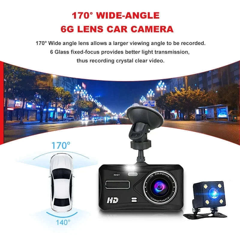 Front and Rear 1080P Dashcam with 4 Inch Touch Screen-B12-6M RCC-BL / None