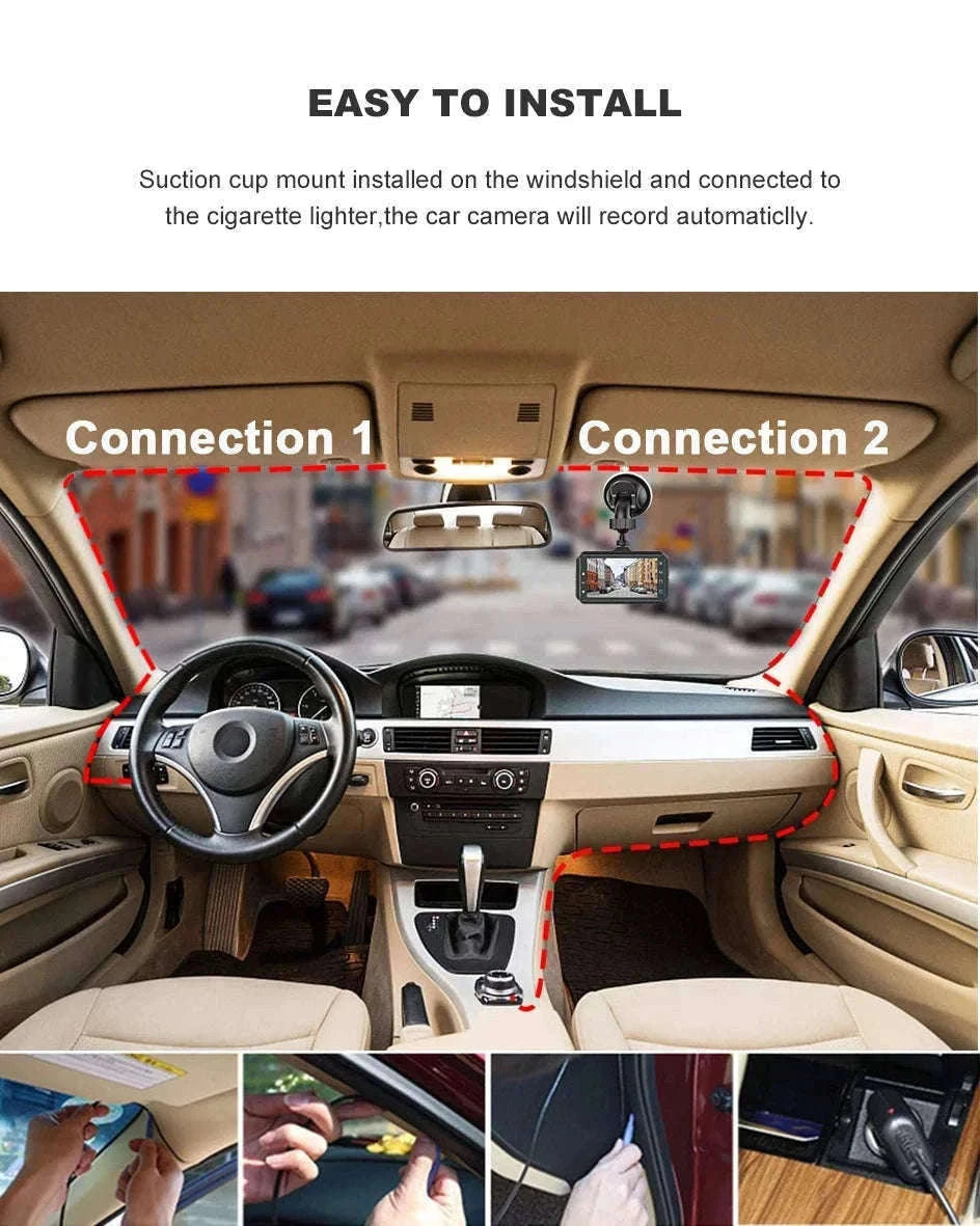 Front and Rear 1080P Dashcam with 4 Inch Touch Screen-B12-6M RCC-BL / None