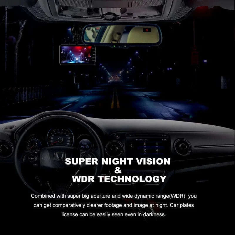Front and Rear 1080P Dashcam with 4 Inch Touch Screen-B12-6M RCC-BL / None
