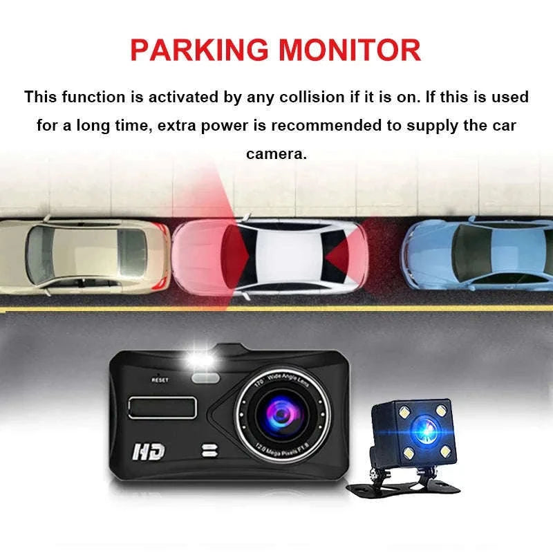 Front and Rear 1080P Dashcam with 4 Inch Touch Screen-B12-6M RCC-BL / None