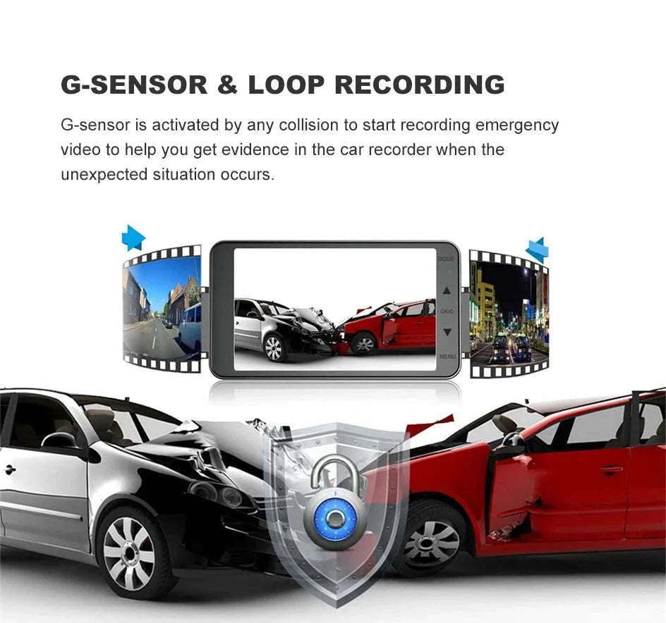 Front and Rear 1080P Dashcam with 4 Inch Touch Screen-B12-6M RCC-BL / None