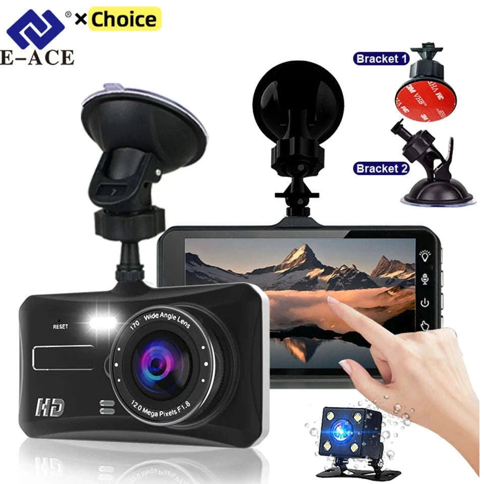 Front and Rear 1080P Dashcam with 4 Inch Touch Screen-B12-6M RCC-BL / None