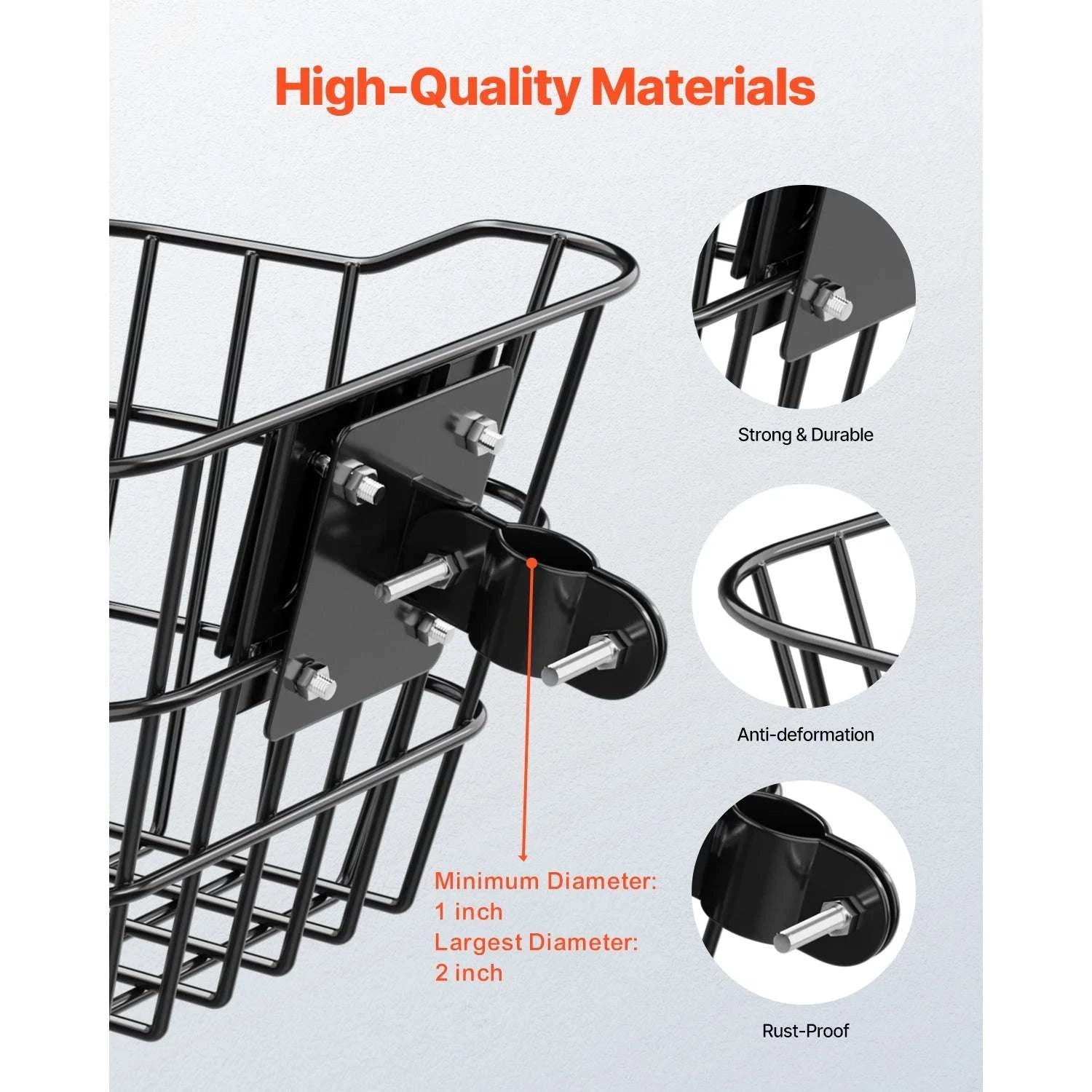 Front Bike Basket for Scooters & Bicycles – 20 lb Steel Carrier-20 lbs Non-foldable / United States