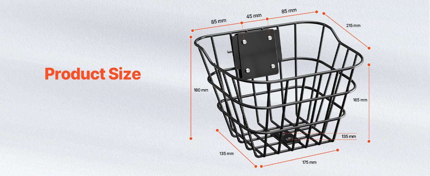 Front Bike Basket for Scooters & Bicycles – 20 lb Steel Carrier-20 lbs Non-foldable / United States