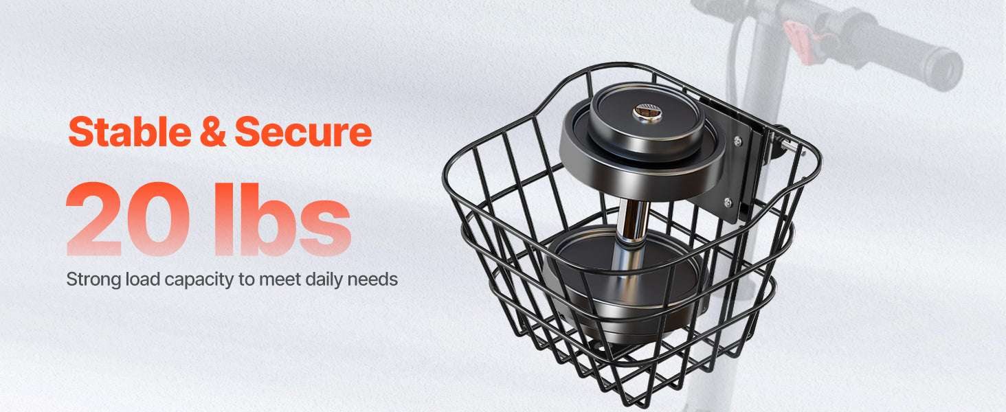 Front Bike Basket for Scooters & Bicycles – 20 lb Steel Carrier-20 lbs Non-foldable / United States