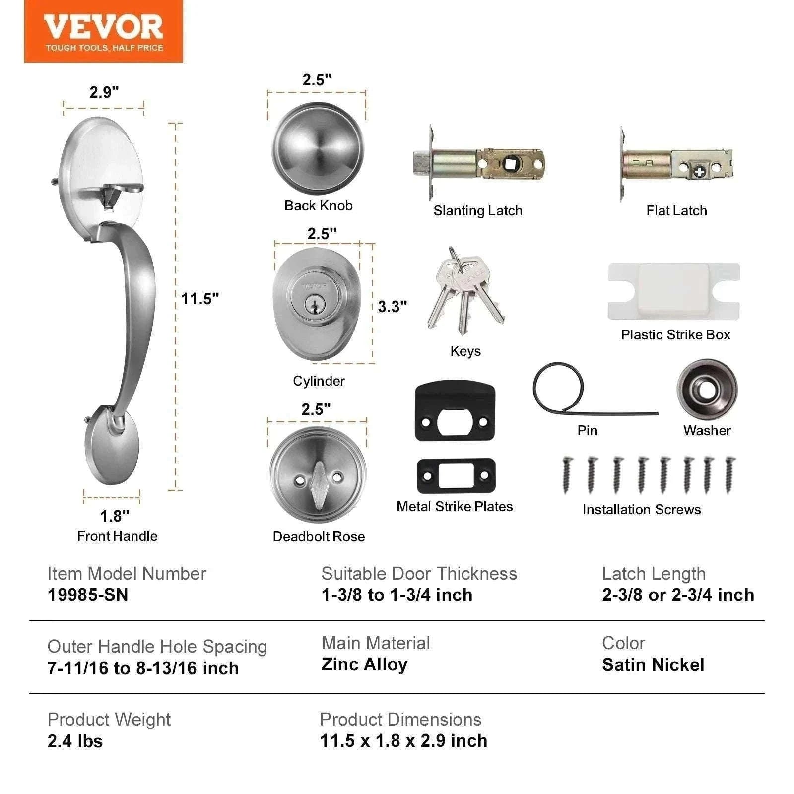 Front Door Handle Lock Set with Deadbolt and Interior Knob-Antique Copper / GERMANY