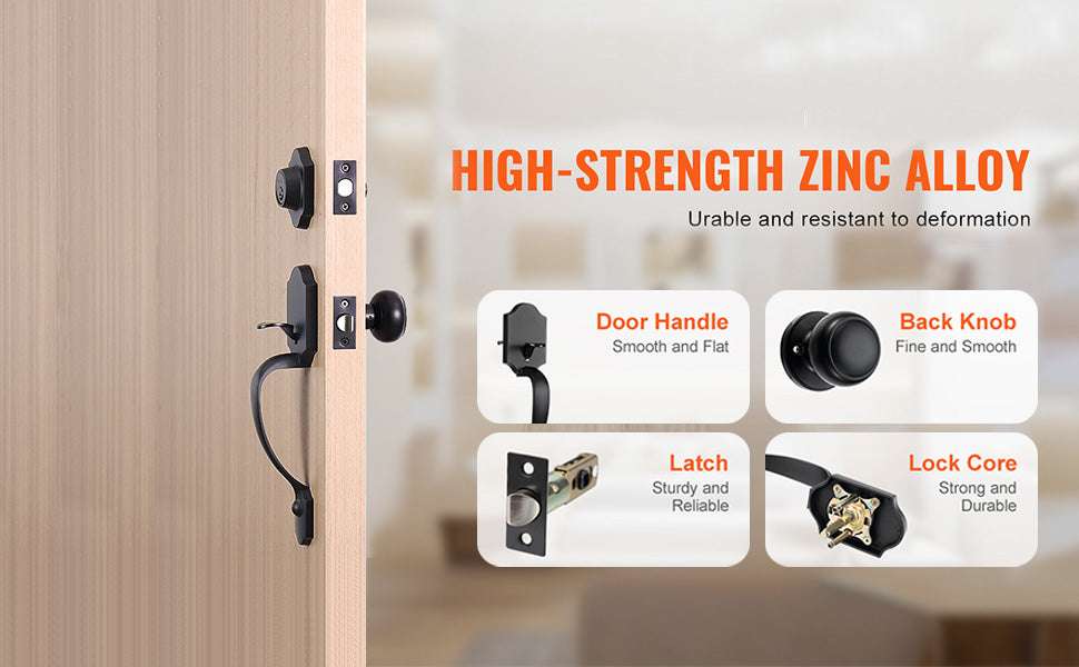 Front Door Handle Lock Set with Deadbolt and Interior Knob-Antique Copper / GERMANY