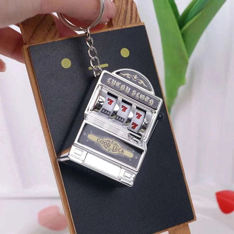 Fruit Slot Machine Keychain Lucky Charm-silver