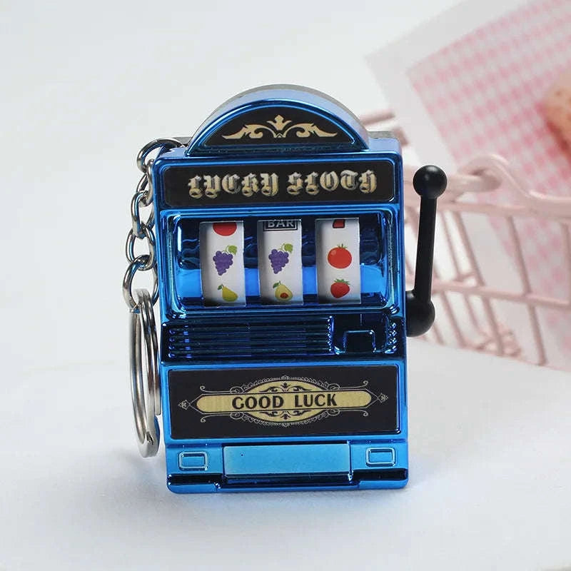 Fruit Slot Machine Keychain Lucky Charm-silver