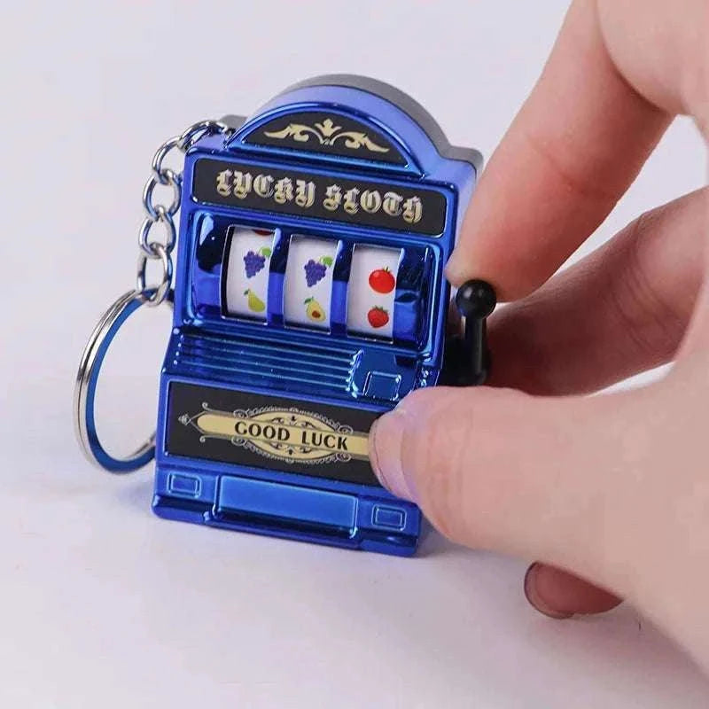 Fruit Slot Machine Keychain Lucky Charm-silver