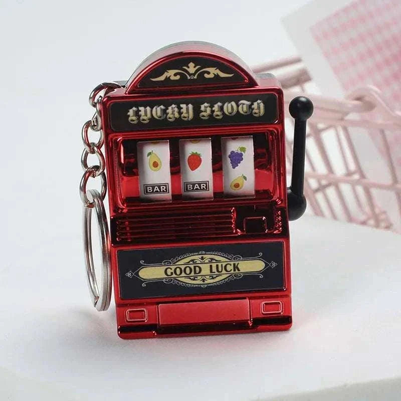 Fruit Slot Machine Keychain Lucky Charm-silver