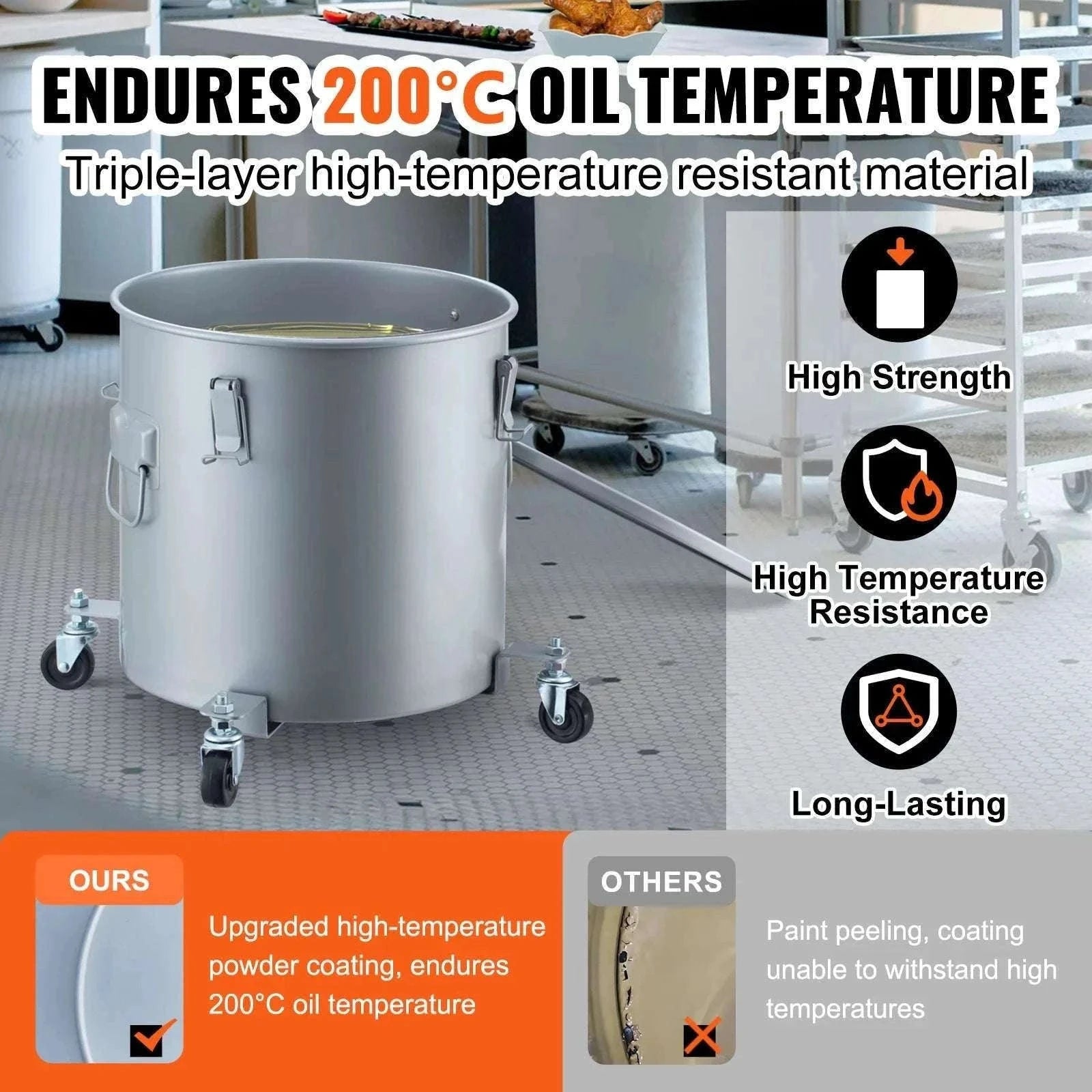 Fryer Grease Bucket with Lid & Casters (8/10/16 Gallon)-10Gallon / spain