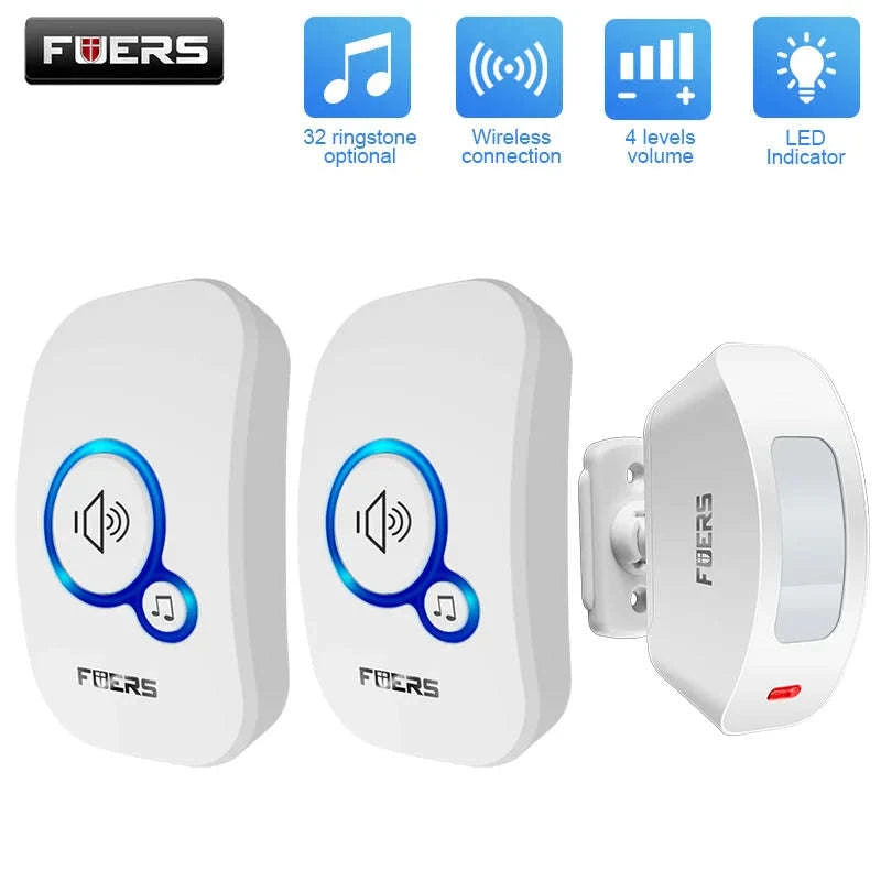 FUERS Wireless Door Sensor Alarm with Visitor Chime-2Receiver 1Detector / US Plug