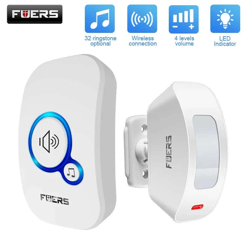 FUERS Wireless Door Sensor Alarm with Visitor Chime-2Receiver 1Detector / US Plug