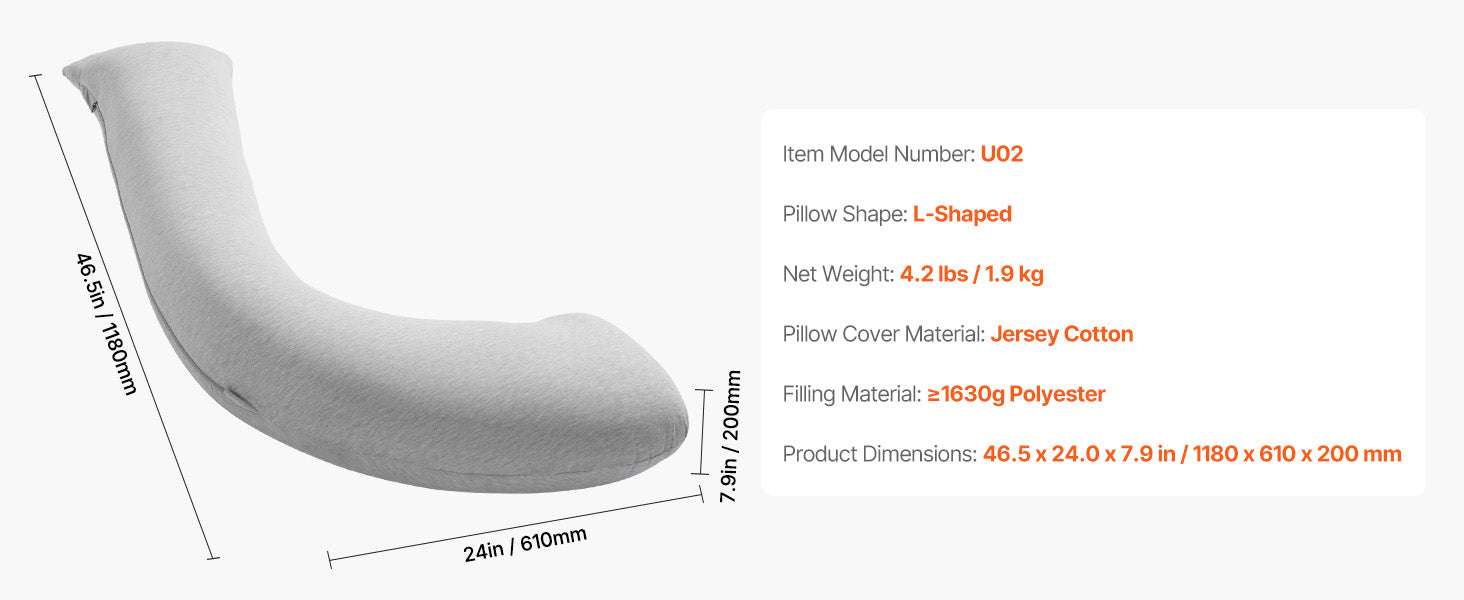 Full Body Pregnancy Pillow with Washable Cover for Better Sleep-L-Shaped / United States