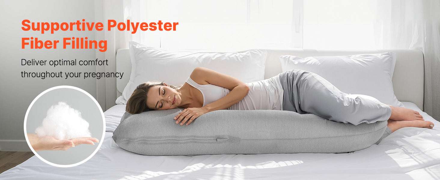 Full Body Pregnancy Pillow with Washable Cover for Better Sleep-L-Shaped / United States