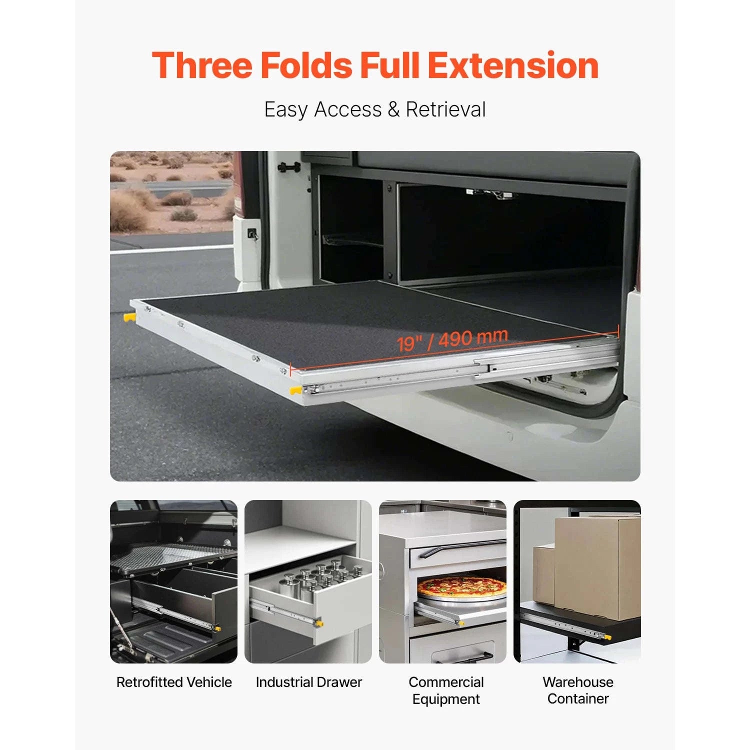 Full Extension Drawer Slides 500 lbs Load Capacity Locking Side Mount Rail-40inch Double Lock / United States