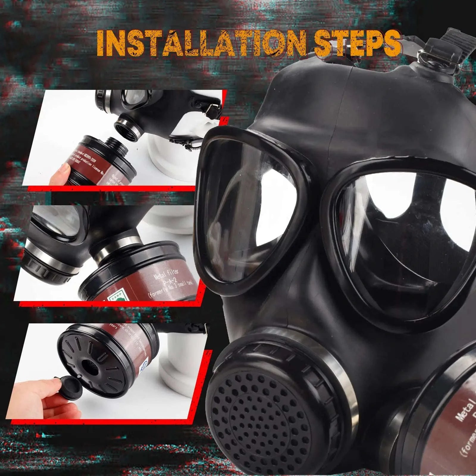 Full Face Gas Mask with 40mm Filter and Activated Carbon-87 2IN1 / United States